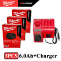 New 100%  Milwaukee M18 6.0Ah 5.0Ah Battery, 18V RED Lithium-Ion Replacement Battery for 48-11-1860 2604-22 M18 Power Tools