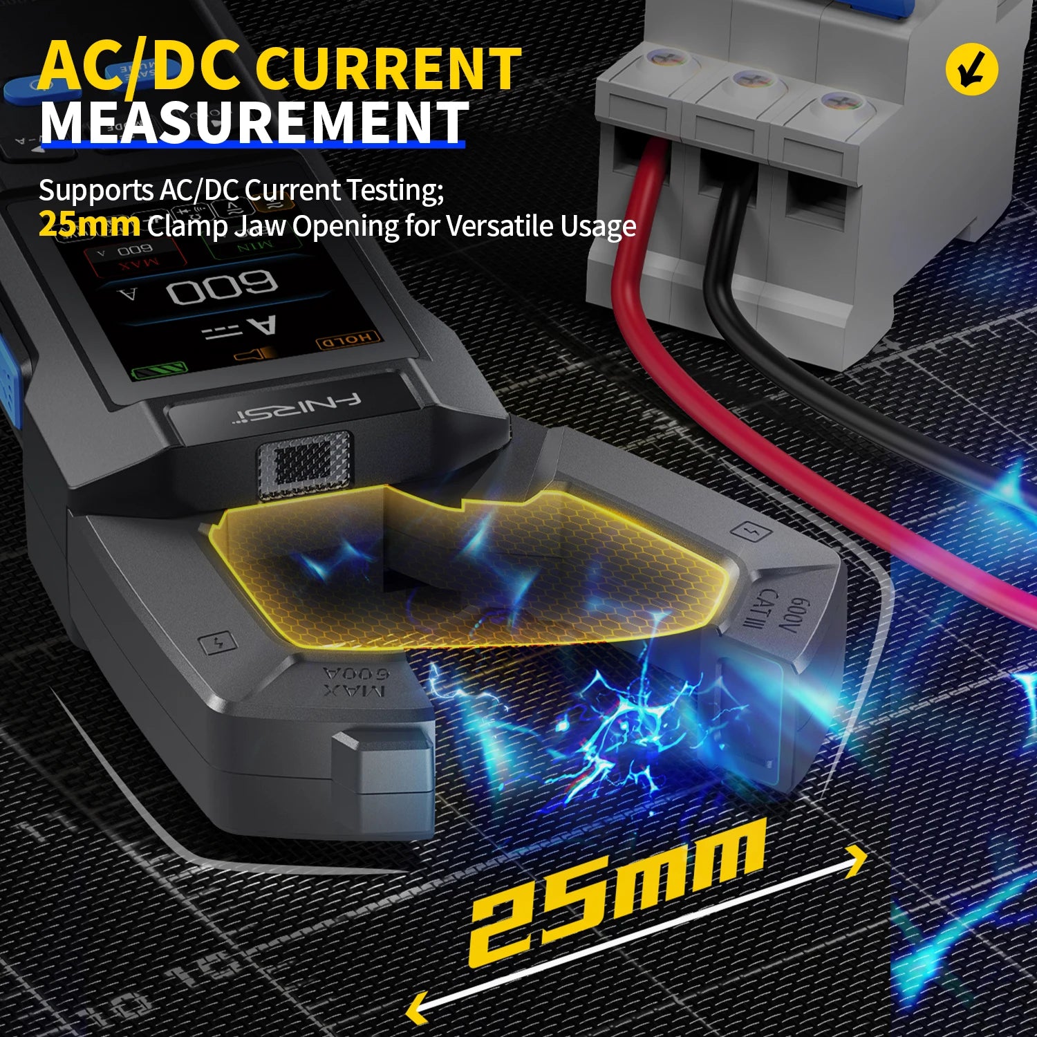 FNIRSI DMC-100 10000 Counts DC AC Current USB rechargeable Clamp Meter Digital Multimeter 600A Amperimetric Clamp NCV Meter Tool