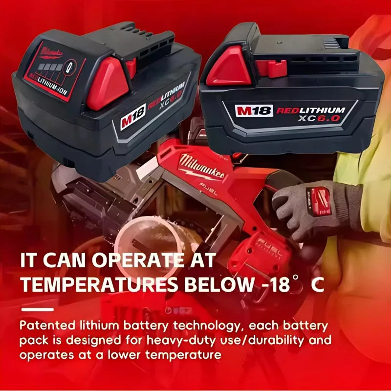 New 100%  Milwaukee M18 6.0Ah 5.0Ah Battery, 18V RED Lithium-Ion Replacement Battery for 48-11-1860 2604-22 M18 Power Tools