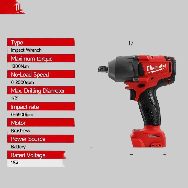 Milwaukee Brushless Cordless Electric Impact Hammer Drill Angle Grinder Electric Circular Saw With18v Battery Combo Kits Power
