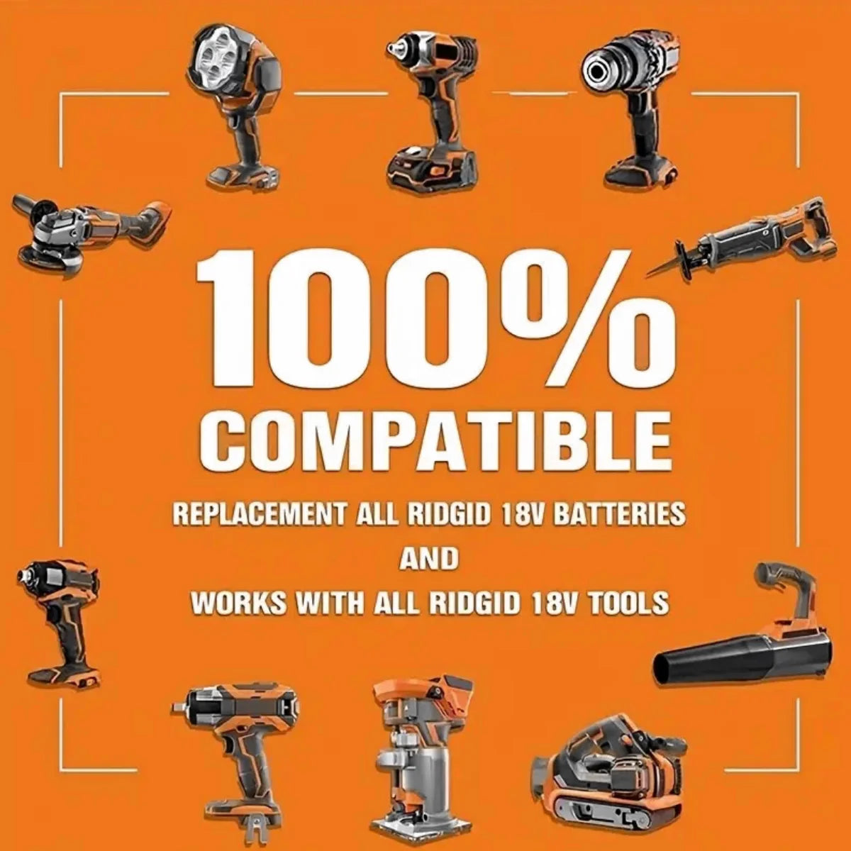 Upgraded R840087 18V 8.0Ah Lithium Battery Replacement For RIDGID 18V R840083, R840085, AC840085, Series Cordless Power T