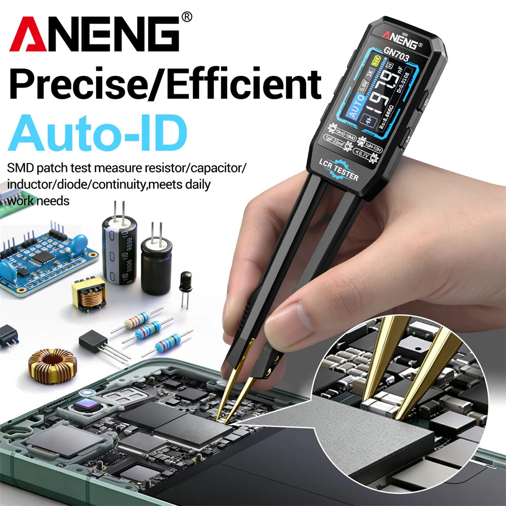 ANENG GN703 Smart Tweezers Professional Digital LCR Meter SMD ESR Test Capacitance Resistance Inductance Calibration Tool