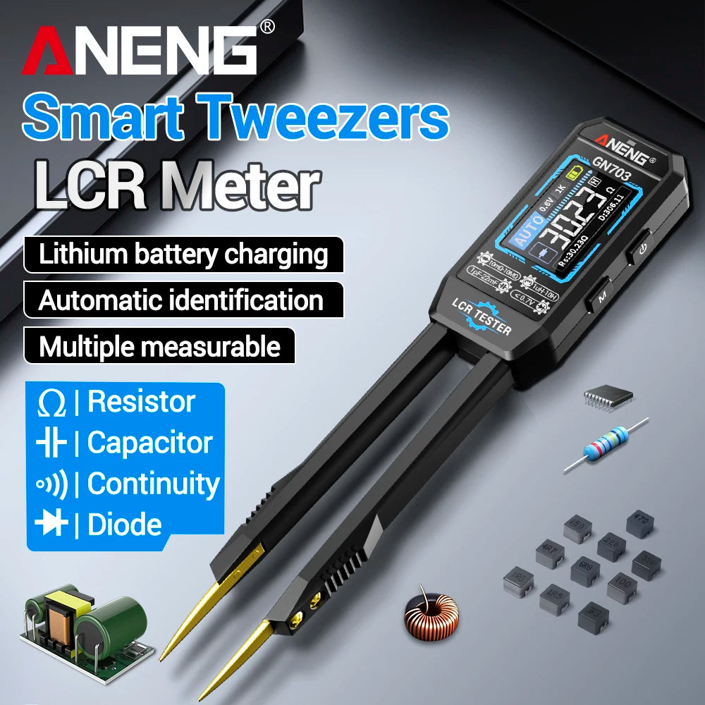 ANENG GN703 Smart Tweezers Professional Digital LCR Meter SMD ESR Test Capacitance Resistance Inductance Calibration Tool