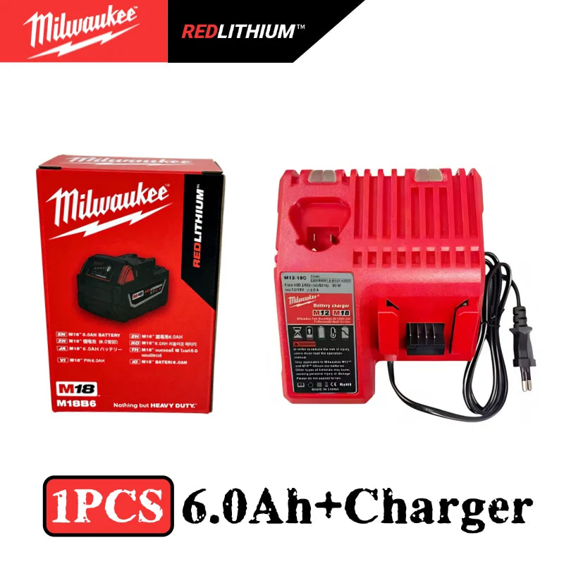 New 100%  Milwaukee M18 6.0Ah 5.0Ah Battery, 18V RED Lithium-Ion Replacement Battery for 48-11-1860 2604-22 M18 Power Tools